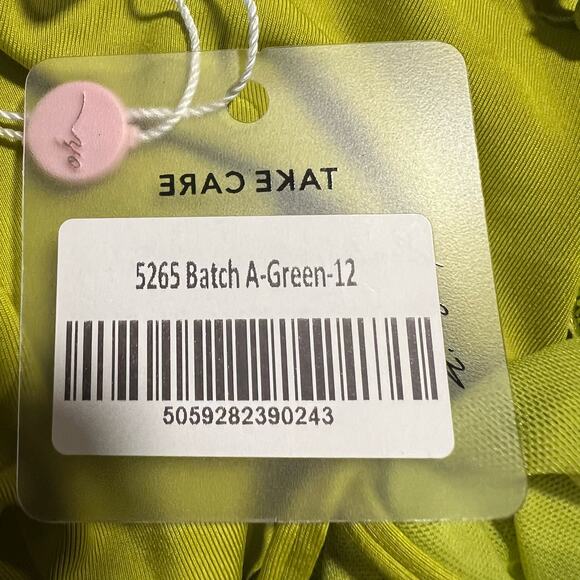 NWT Oh Polly Odyssey Fluted Sleeve Mini Dress Women's Size 8 Green Stretch Mesh - Picture 11 of 11